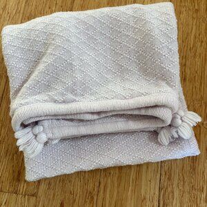 Pottery Barn Kids Pink Baby Blanket Embroidered Tassel 30x40'  EUC